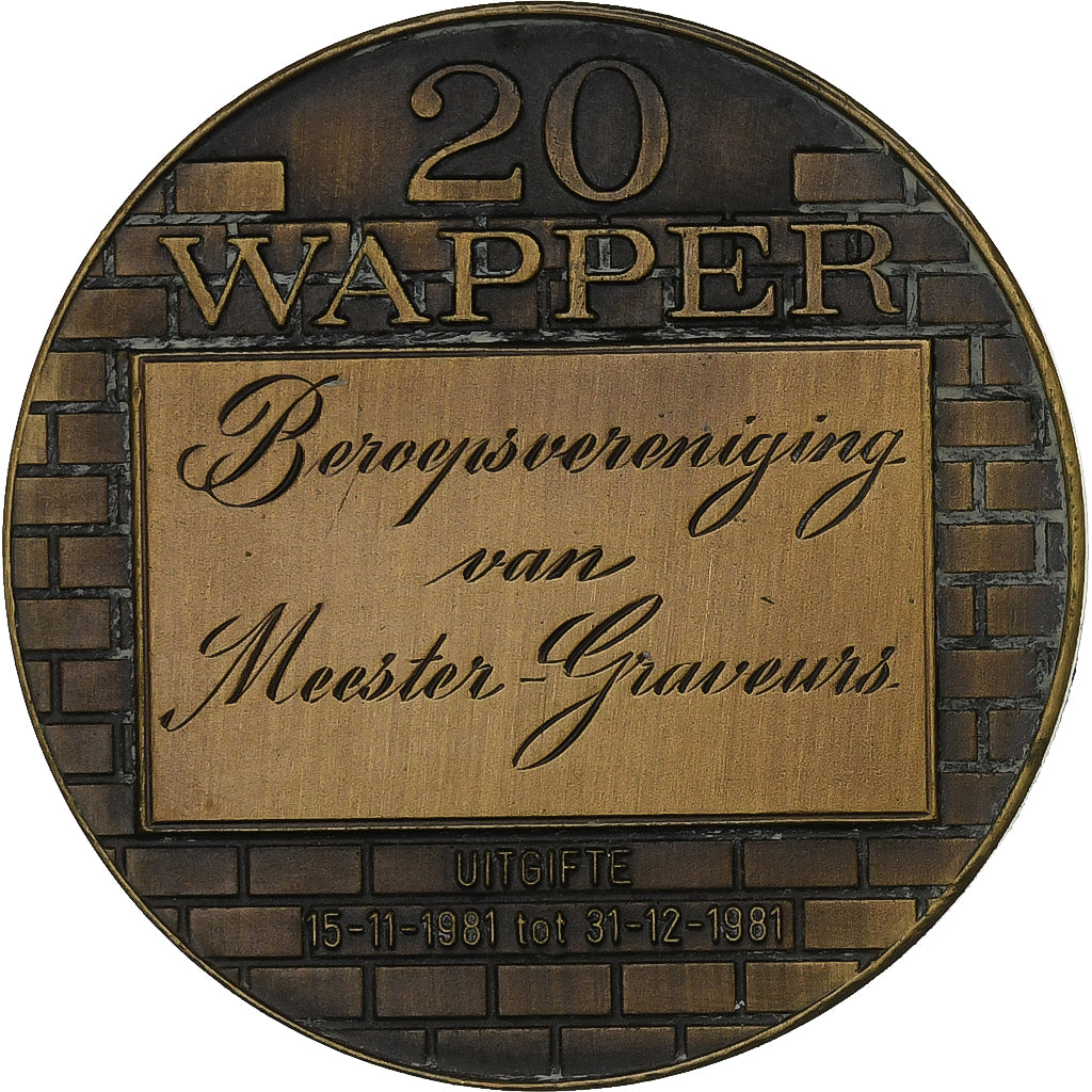 Belgio, ficha, 20 Wapper, 1981, Bronzo, SPL-