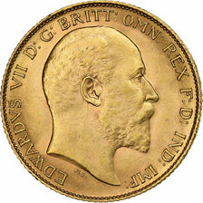 Great Britain, Edward VII, 1/2 Sovereign, 1908, London, Gold, MS(60-62), KM:804