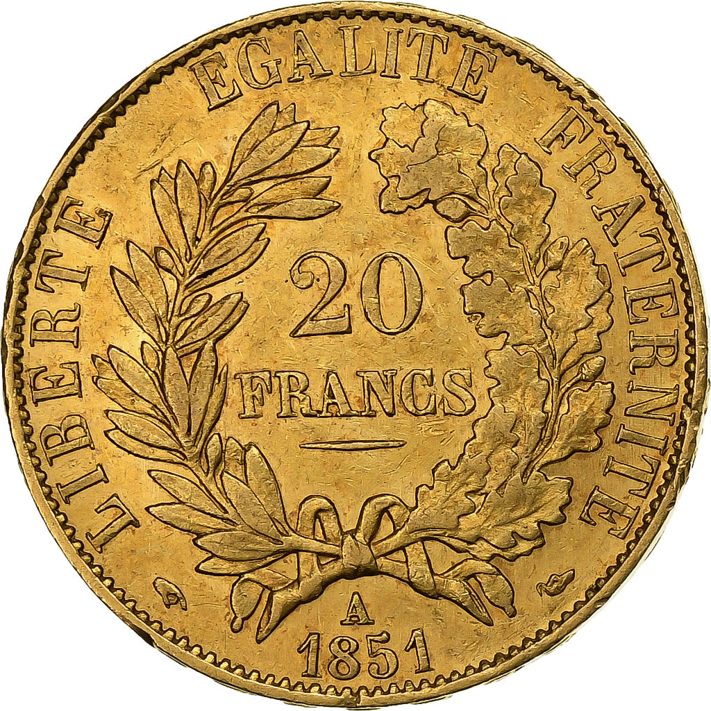 Francia, 20 Francs, Cérès, 1851, Paris, Oro, SPL-, KM:762
