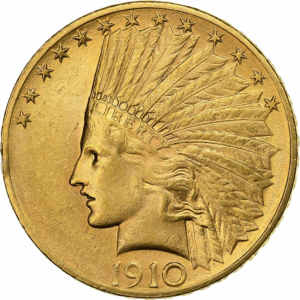 United States, $10, Eagle, Indian Head, 1910, Philadelphia, Gold, AU(50-53)
