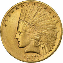 United States, $10, Eagle, Indian Head, 1910, Philadelphia, Gold, AU(50-53)