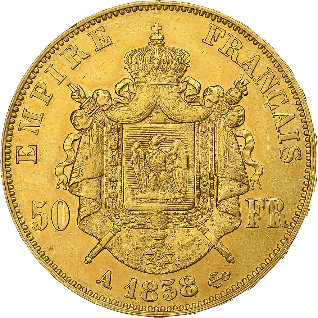 France, 50 Francs, Napoléon III, 1858, Paris, Or, SUP, KM:785