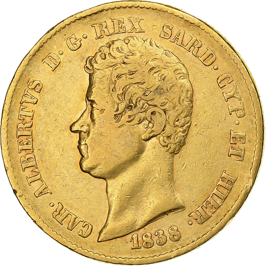 Italië, Carlo Alberto, 20 Lire, 1838, Genoa, Goud, ZF, KM:131