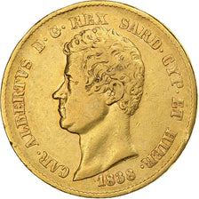 Italië, Carlo Alberto, 20 Lire, 1838, Genoa, Goud, ZF, KM:131