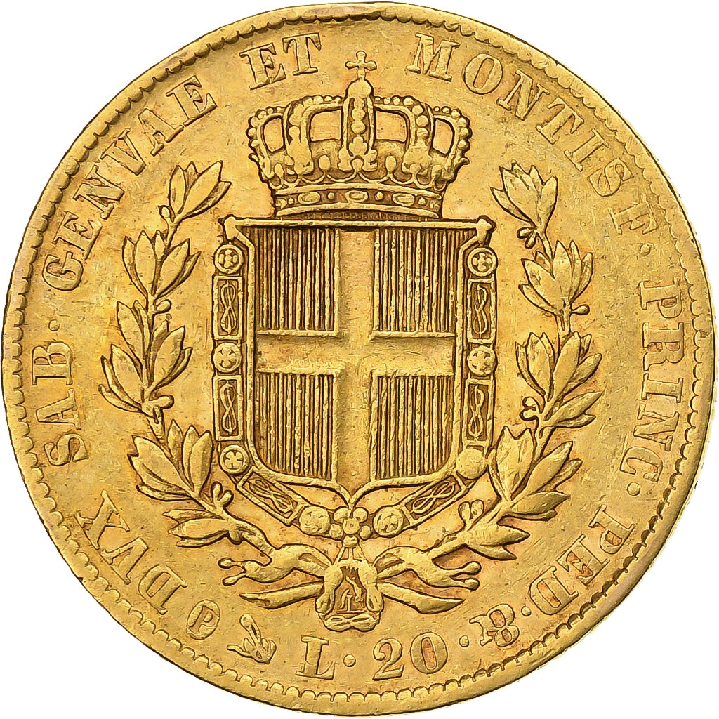 Italië, Carlo Alberto, 20 Lire, 1838, Genoa, Goud, ZF, KM:131