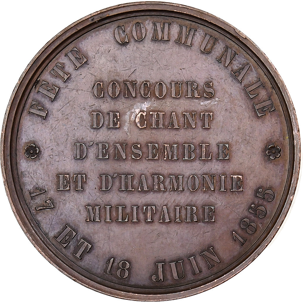 Francia, medaglia, Fête Communale de la Ville de Lille, 1855, Rame, Lecomte