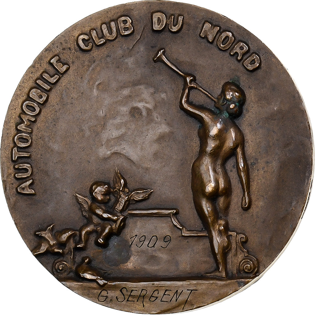 France, Médaille, Automobile Club du Nord, 1909, Bronze, TTB+