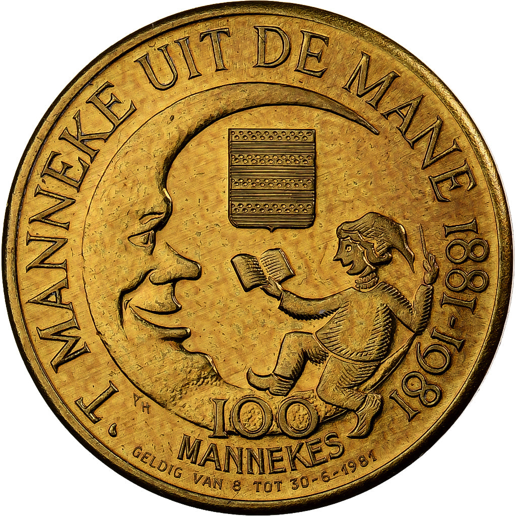 België, Token, 100 Mannekes - Diksmuide, 1981, Bronzen, ZF+