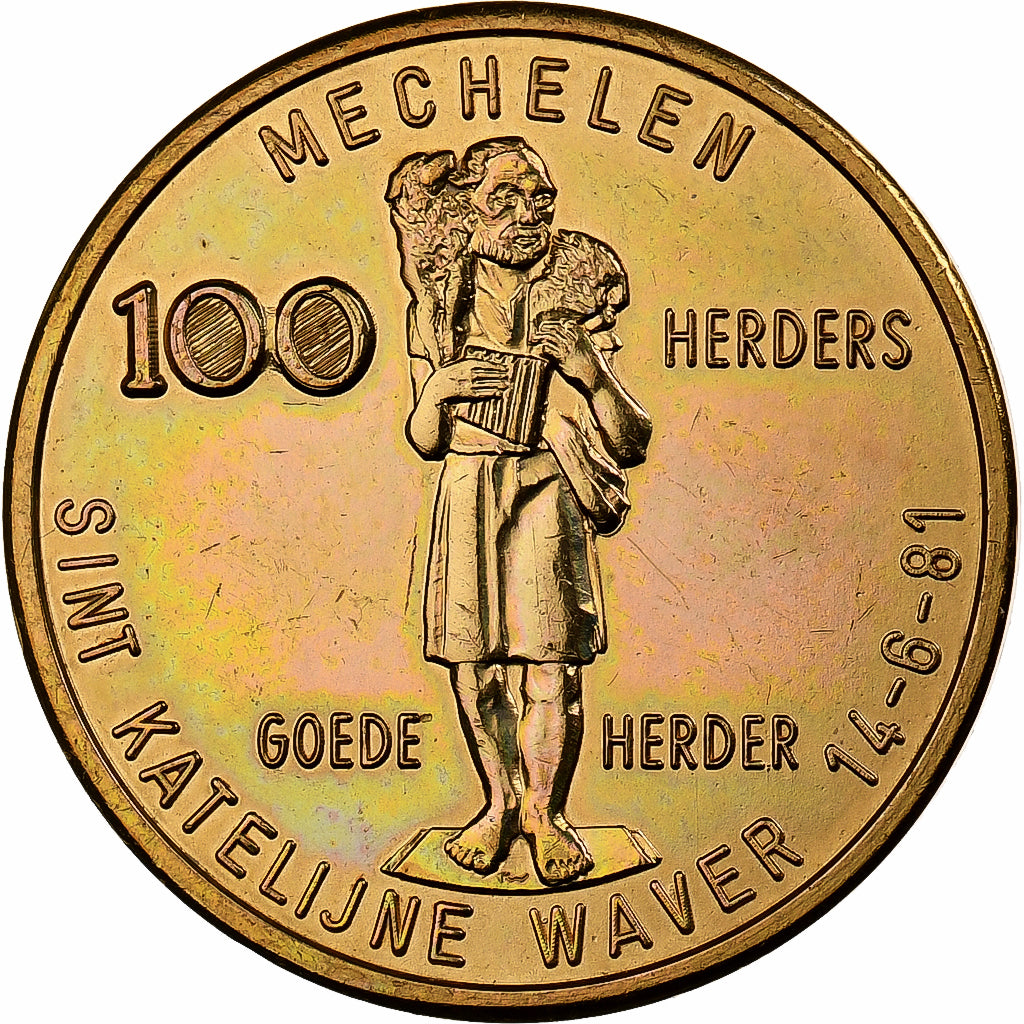 België, Token, 100 Herders - Mechelen, 1981, Bronzen, ZF+