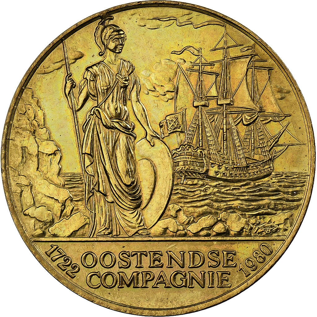 Belgium, Token, 25 florijn Oostendse Compagnie, 1980, Bronze, AU(55-58)