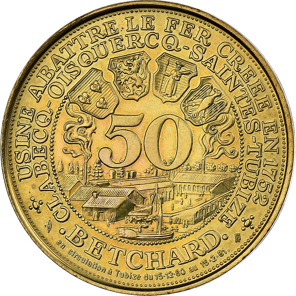 Bélgica, zeton, 50 Betchard, 1980, Bronce, EBC