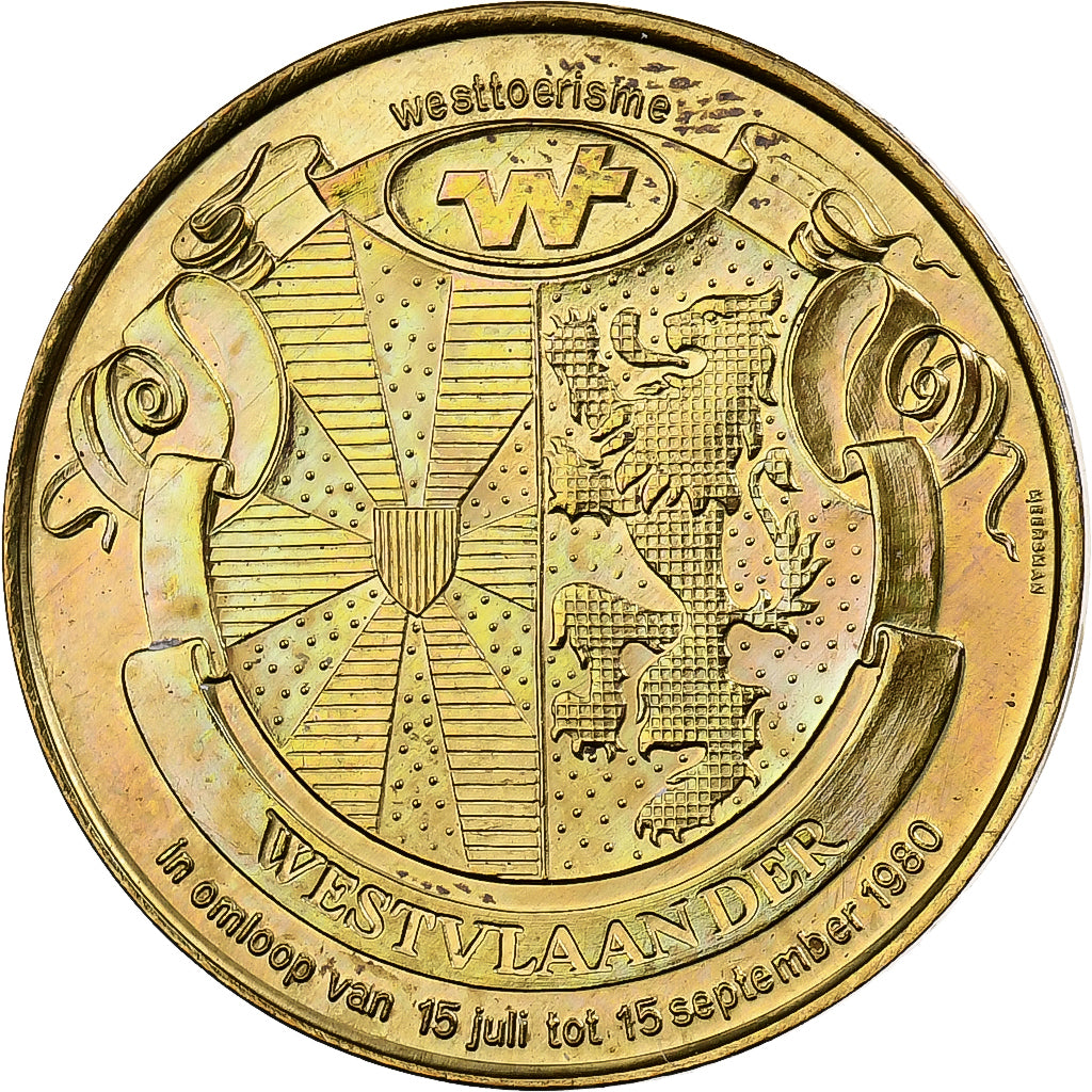 Belgium, Token, 25 Westvlaander, 1980, Bronze, AU(50-53)