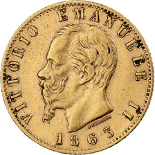 Italie, Vittorio Emanuele II, 20 Lire, 1863, Turin, Or, TTB, KM:10
