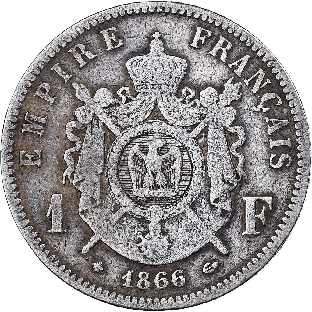 France, Napoleon III, Franc, 1866, Paris, Silver, F(12-15), KM:806