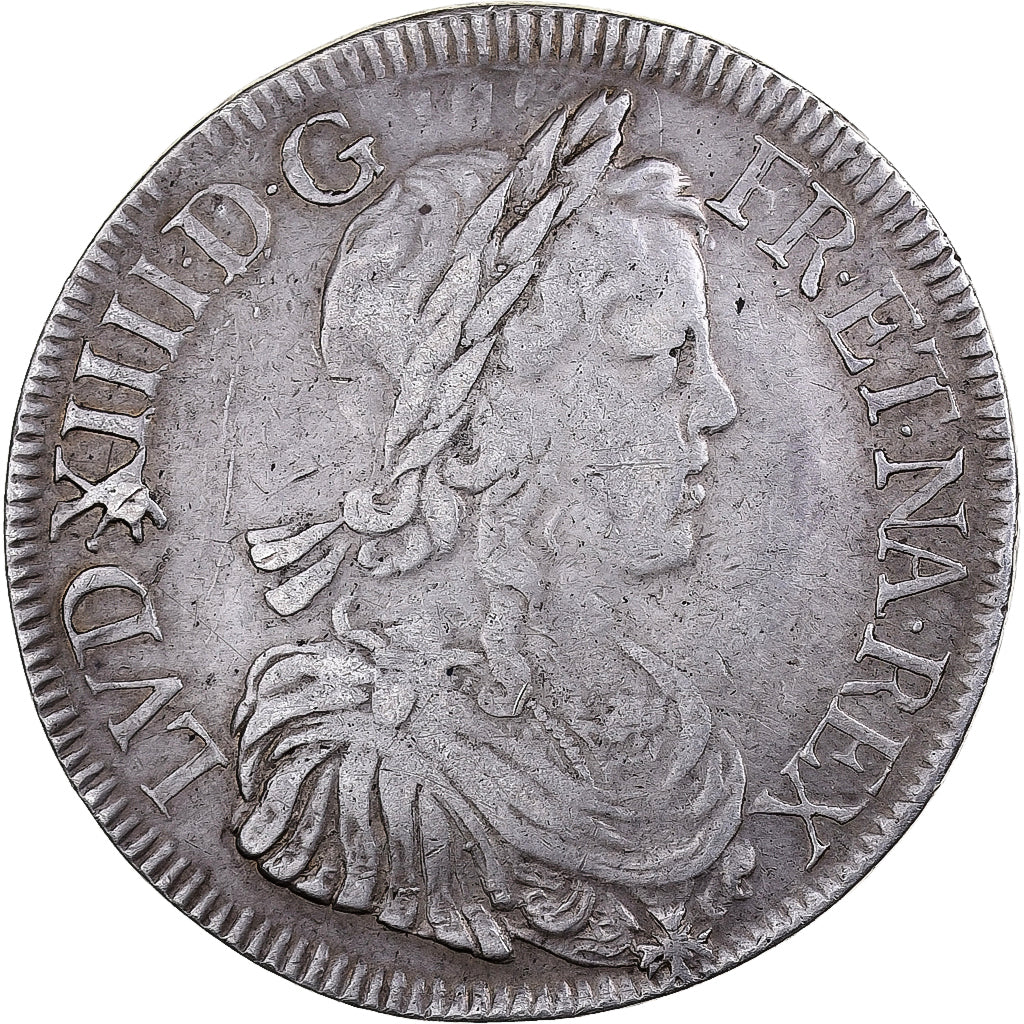 Francja, Louis XIV, Écu à la mèche longue, 1650, Bordeaux, Srebro, VF(30-35)