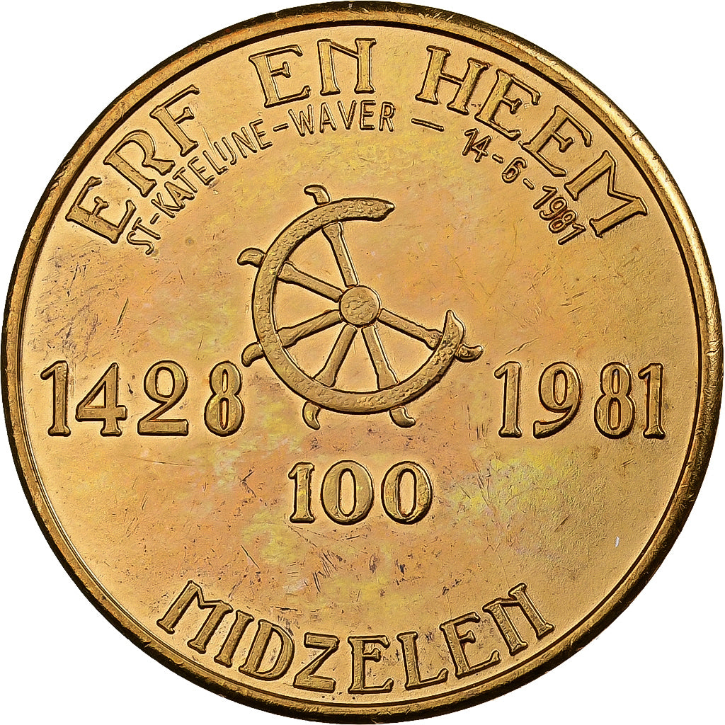 Bélgica, zeton, 100 Midzelen, 1981, Cobre, EBC