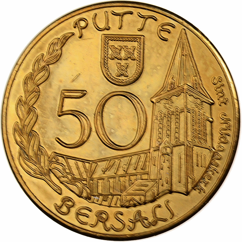 Bélgica, zeton, 50 Bersali - Beerzel, 1980, Cobre, EBC