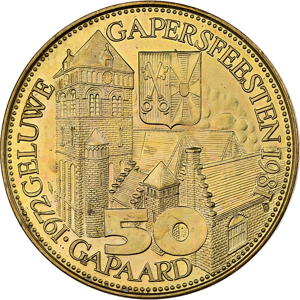 België, Token, 50 Gapaard - Geluwe, 1981, Brass plated steel, PR