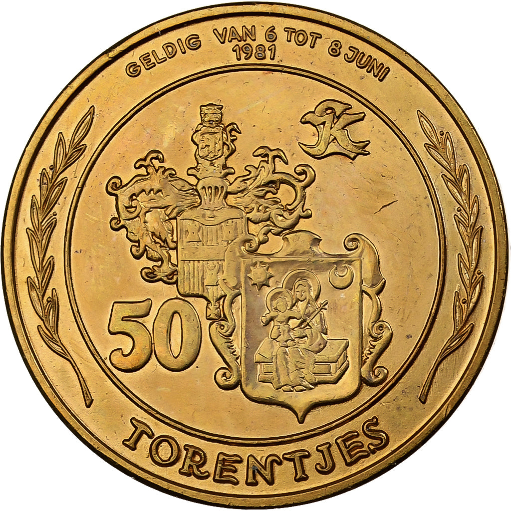 Belgium, Token, 50 Torentjes - Kessel-Lo, 1981, Copper, AU(55-58)