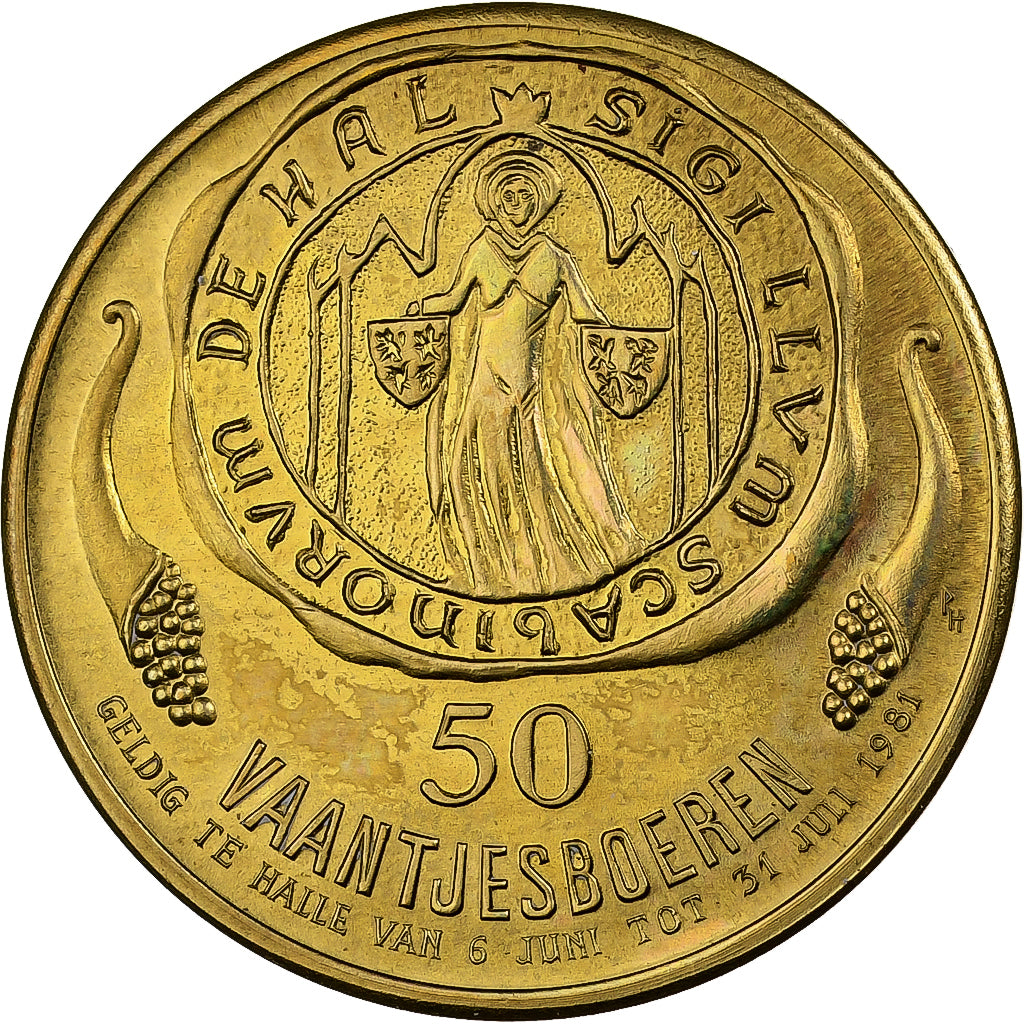 Belgium, Token, 50 Vaantjesboeren - Halle, 1981, Copper, AU(55-58)