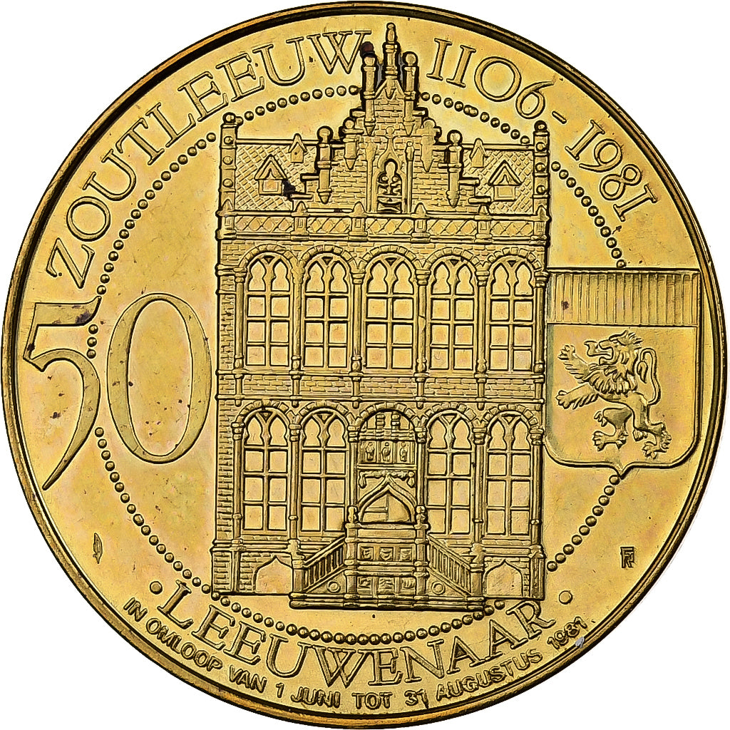 Belgium, Token, 50 Leeuwenaar - Zoutleeuw, 1980, Brass plated steel, AU(55-58)