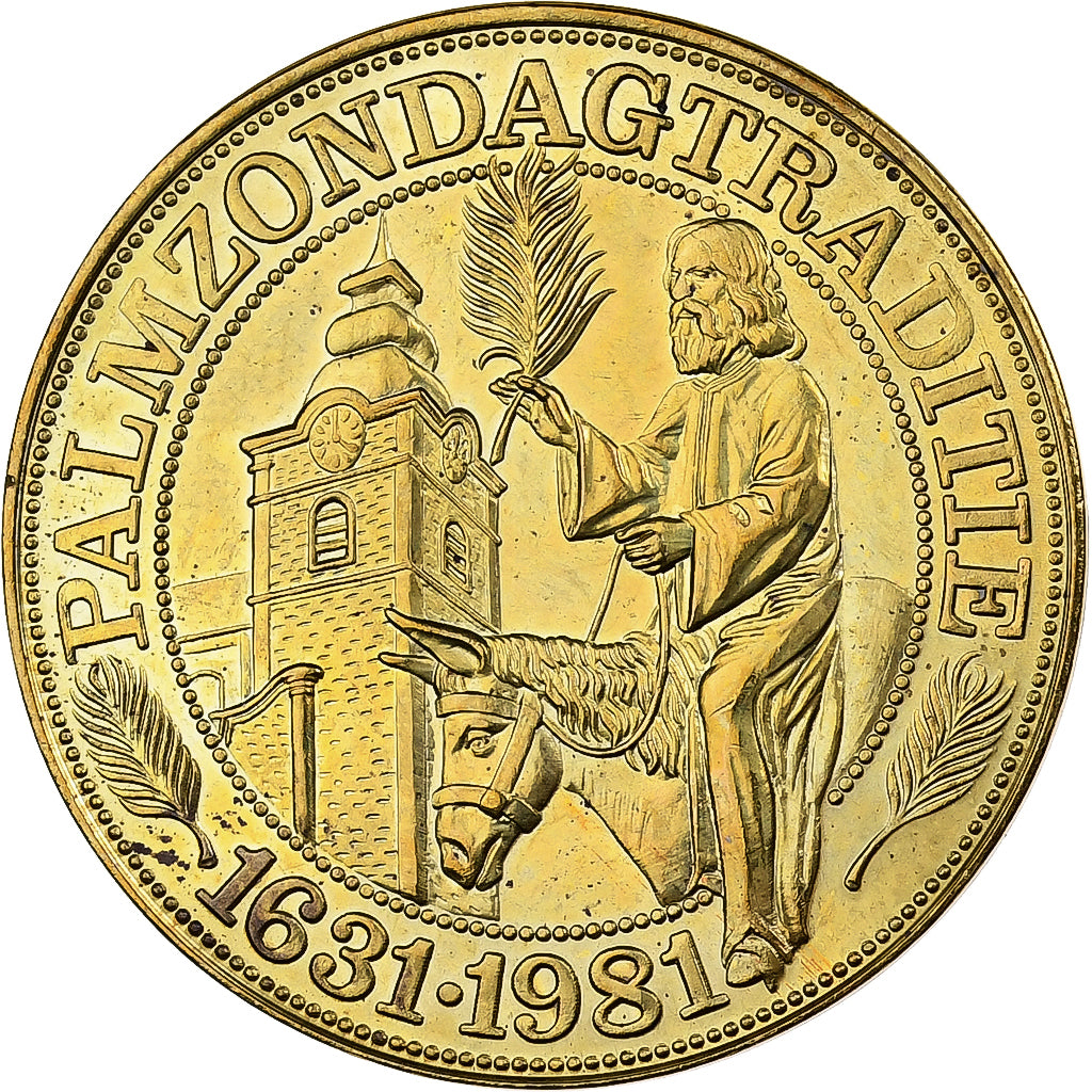 Belgio, ficha, 40 Patakon - Hoegaarden, 1981, Acciaio placcato ottone, SPL-