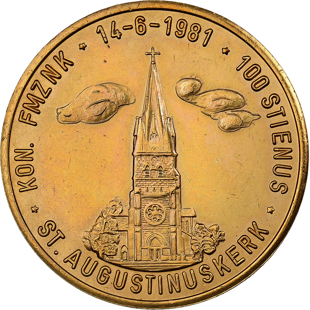 Bélgica, Token, 100 Stienus, 1981, Cobre, AU(50-53)