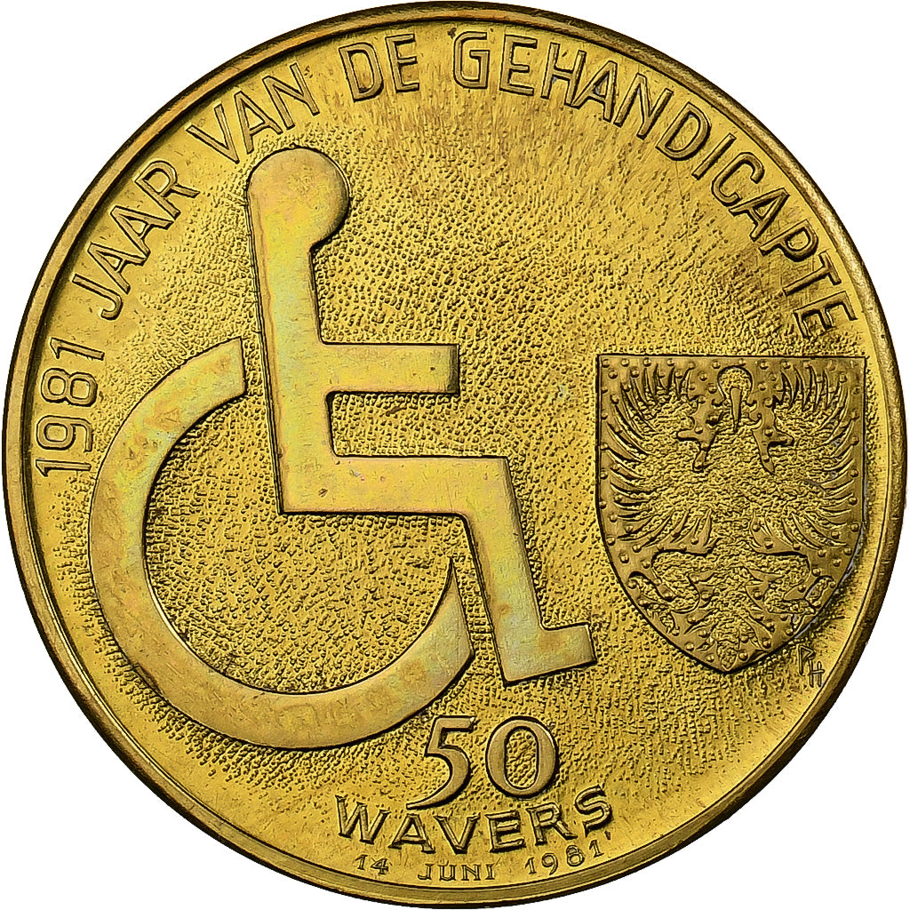 Belgio, ficha, 50 Wavers - O.L.V. Waver, 1981, Rame, BB+