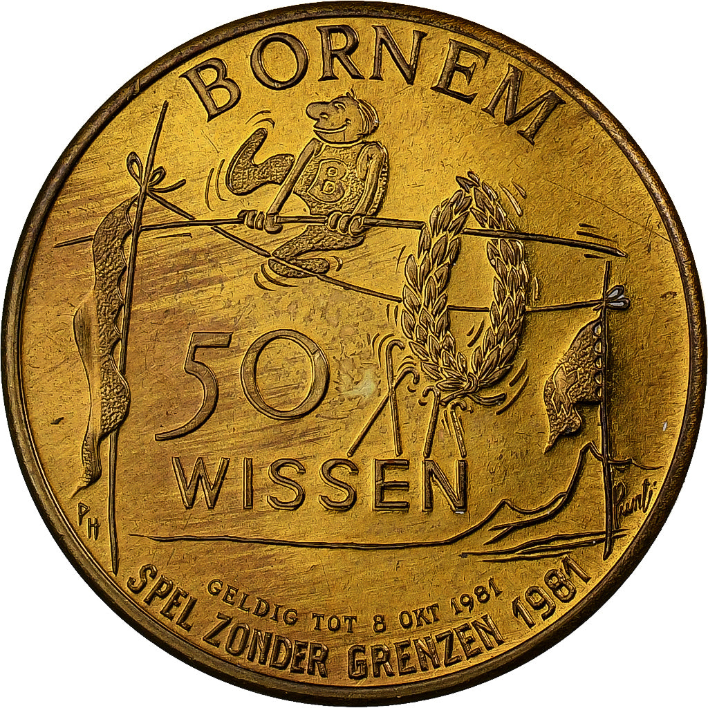 Bélgica, Token, 50 Wissen - Bornem, 1981, Cobre, AU(55-58)
