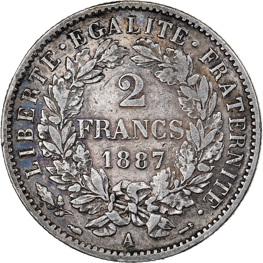 France, 2 Francs, Cérès, 1887, Paris, Silver, AU(50-53), KM:817