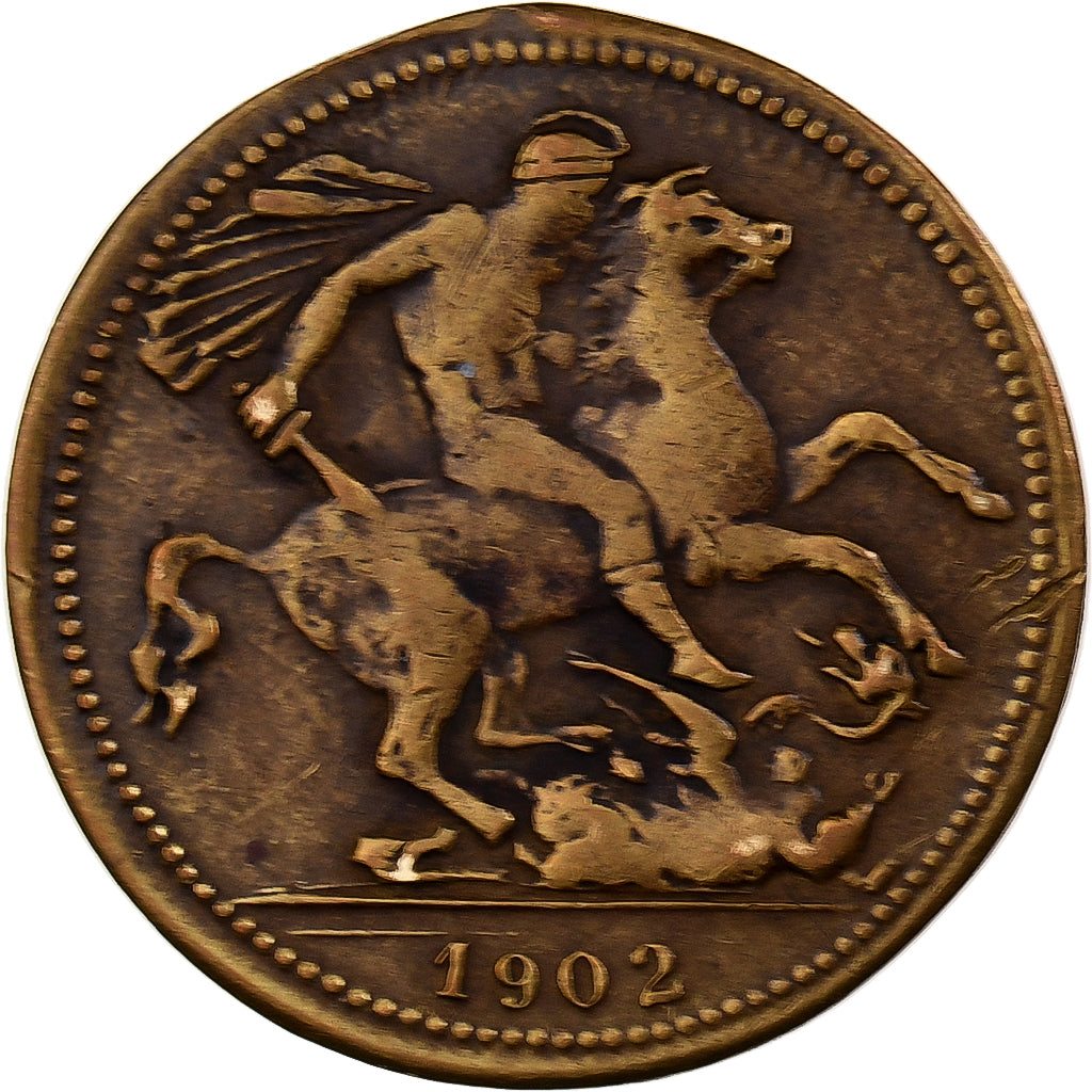 Great Britain, Edward VII, Sovereign, 1902, Jeton Fantaisie, Bronze, EF(40-45)