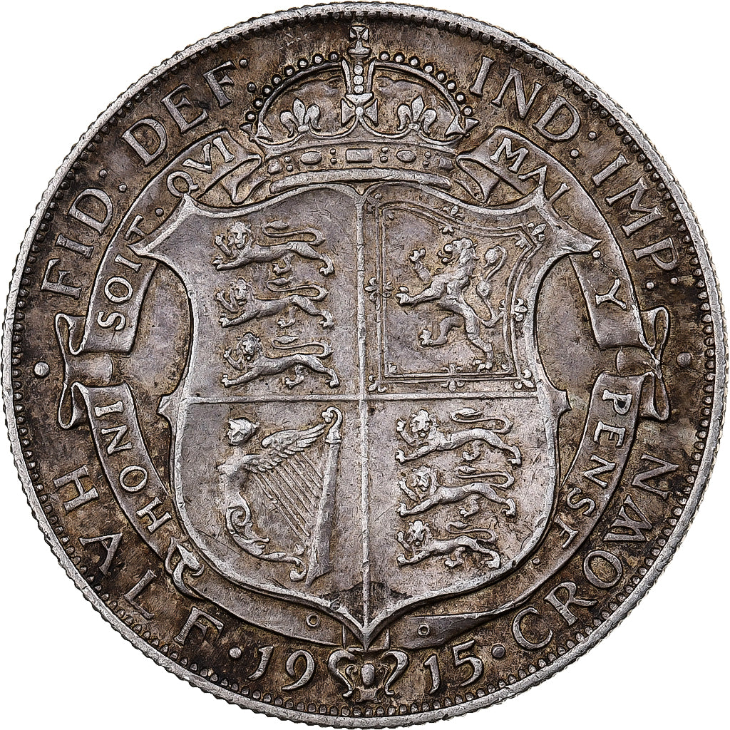 Great Britain, George V, 1/2 Crown, 1915, Silver, EF(40-45), KM:818.1