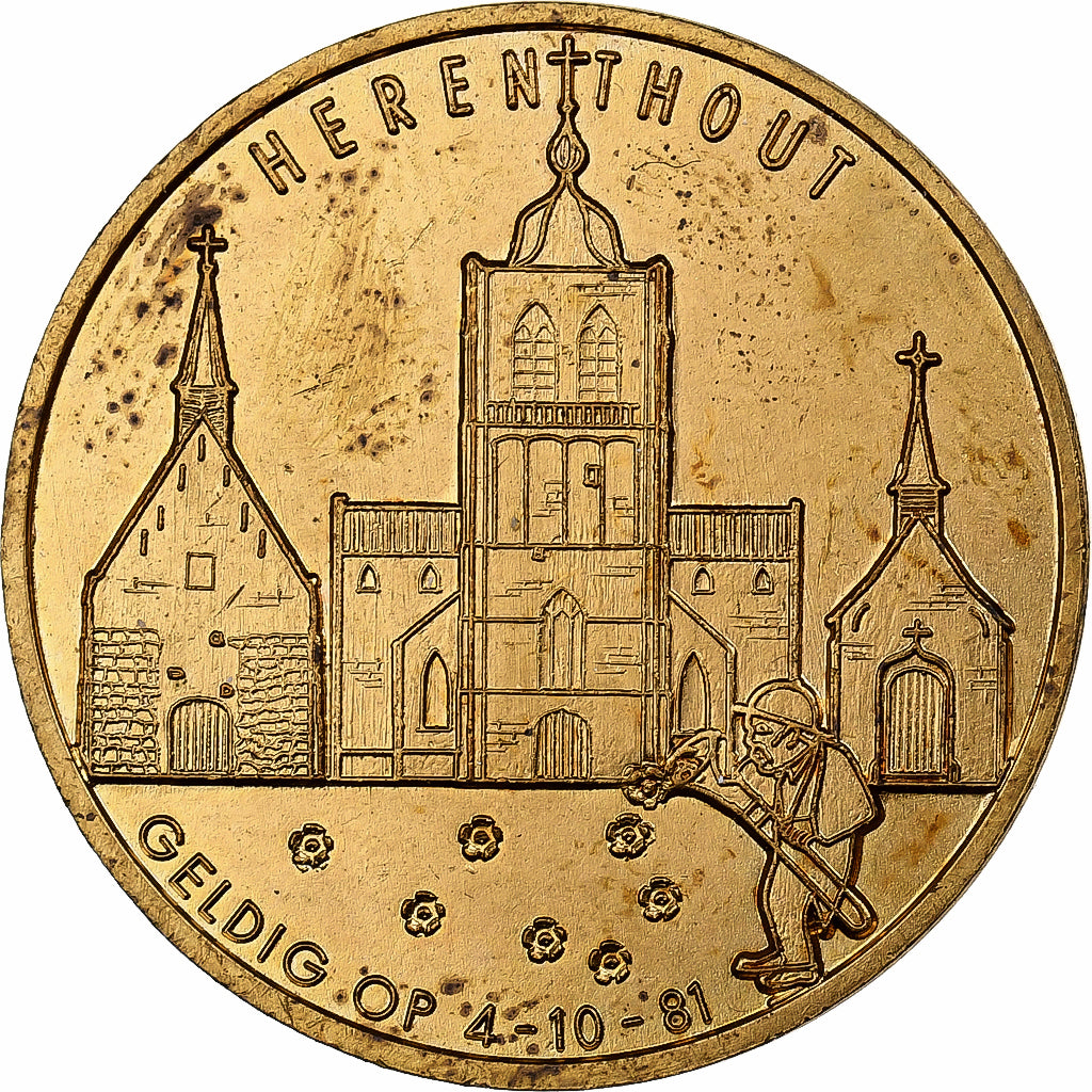 Belgium, Token, 100 Stoeters - Herenthout, 1981, Copper, AU(50-53)