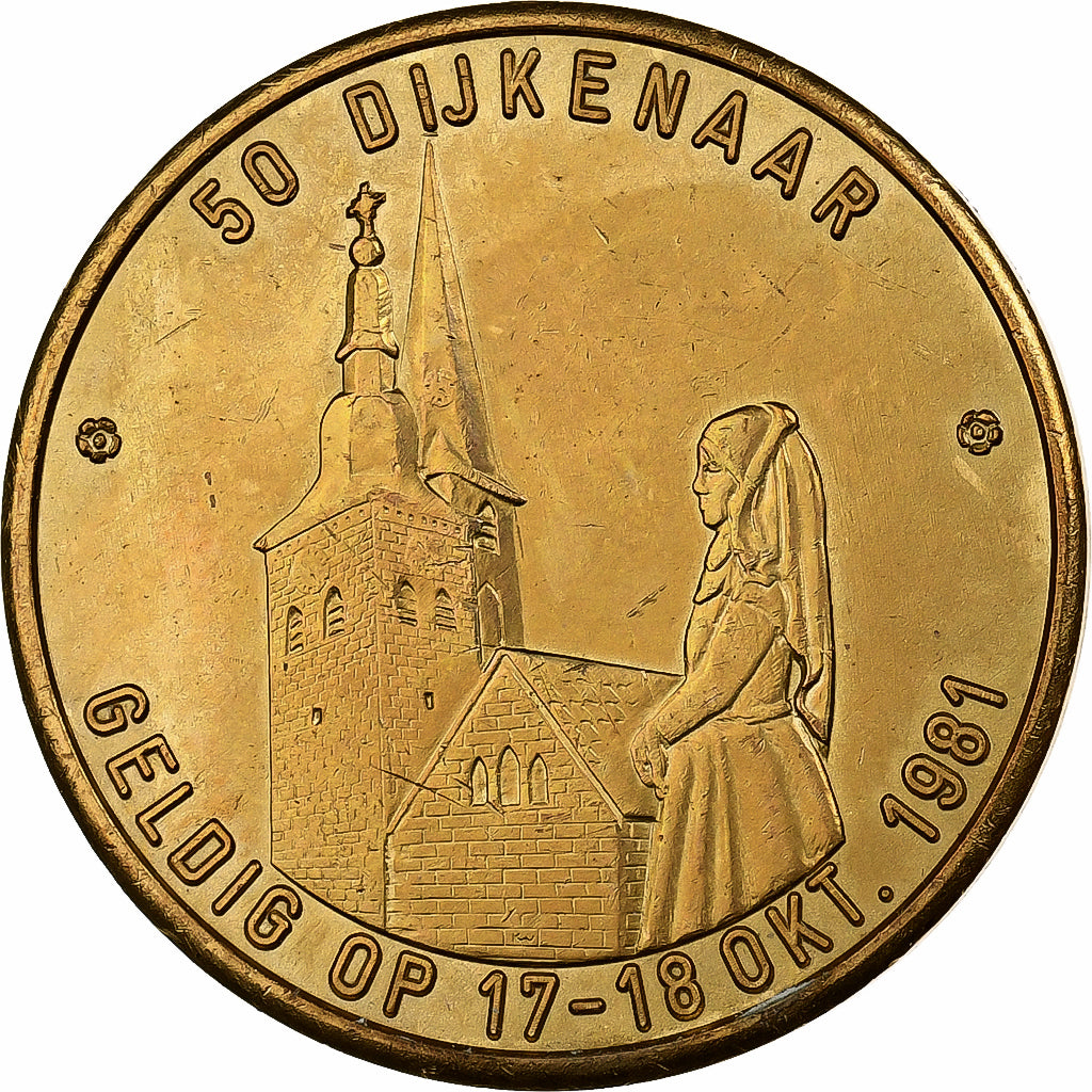 Belgia, Token, 50 Dijkenaar, 1981, Miedź, AU(50-53)