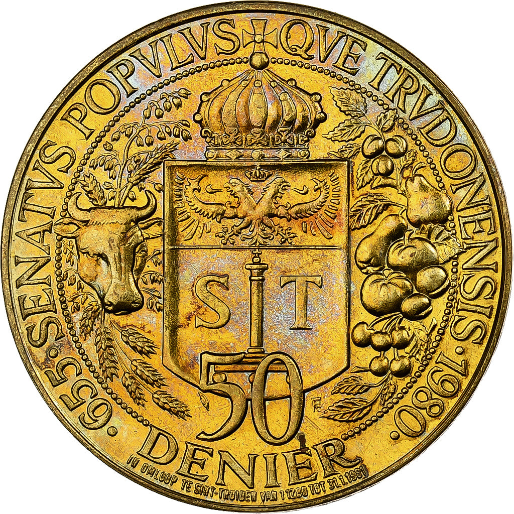 Belgium, Token, 50 Denier - St. Truiden, 1980, Brass plated steel, MS(63)