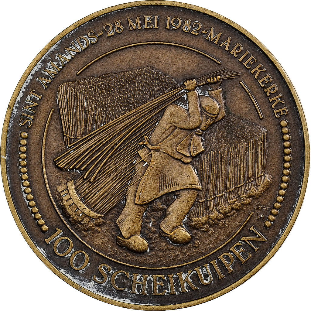 Bélgica, Token, 100 Scheikuipen, 1982, Bronze, EF(40-45)