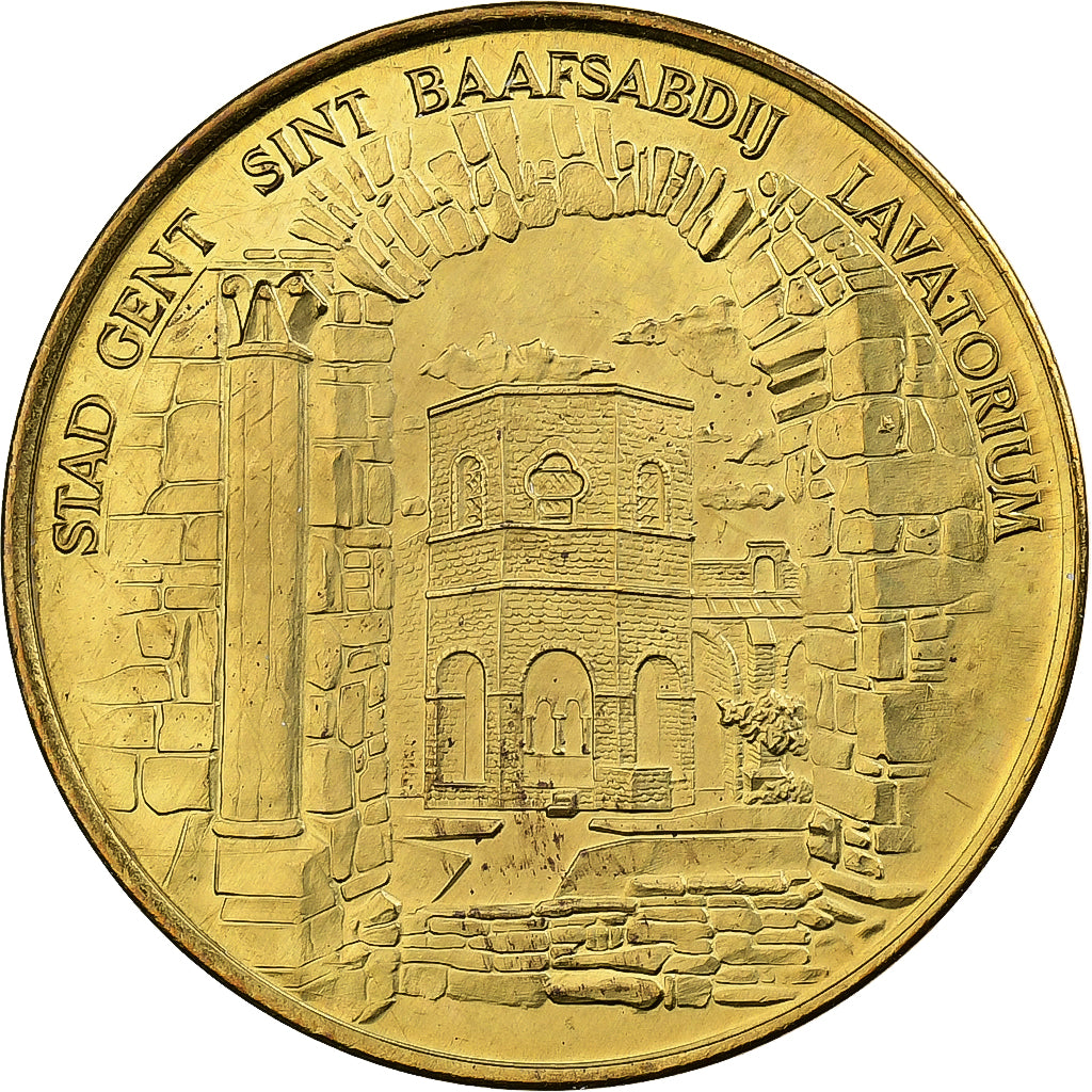 Bélgica, zeton, 25 Gandae - Gent, 1980, Latón chapado en acero, MBC+