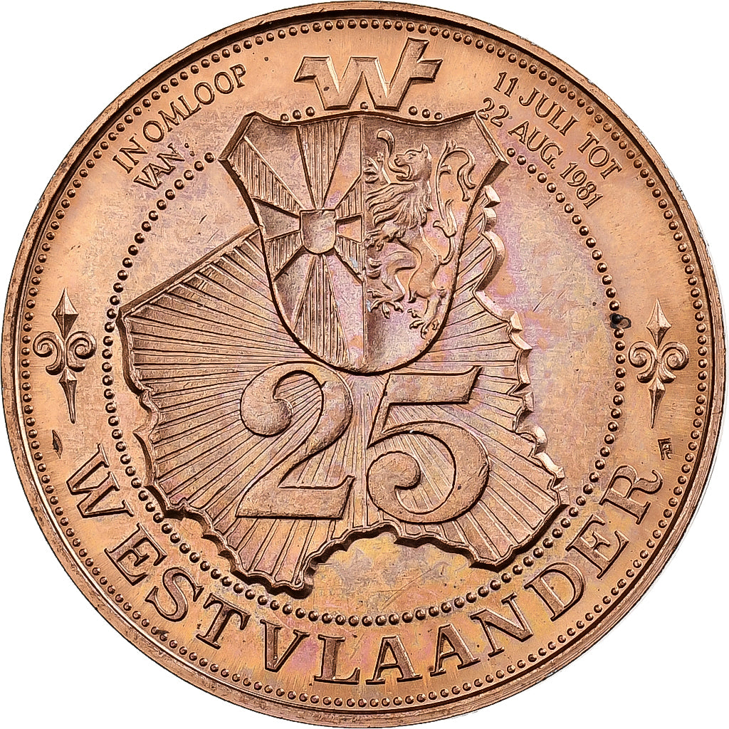 Belgique, Jeton, 25 Westvlaander, 1981, Cuivre, SUP