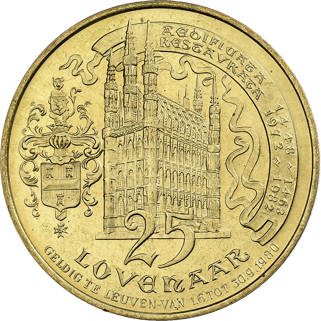 België, Token, 25 Lovenaar - Leuven, 1980, Brass plated steel, PR