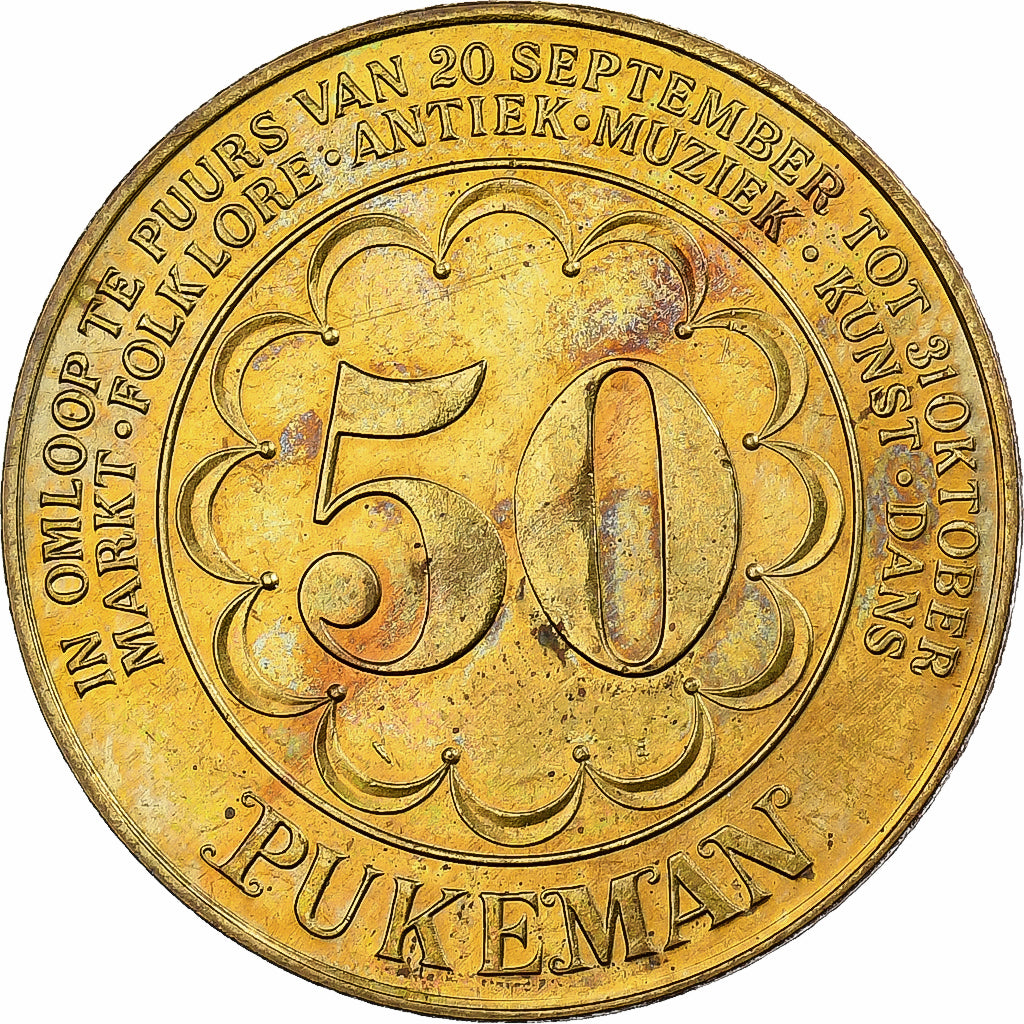België, Token, 50 Pukeman, 1980, Brass plated steel, ZF+