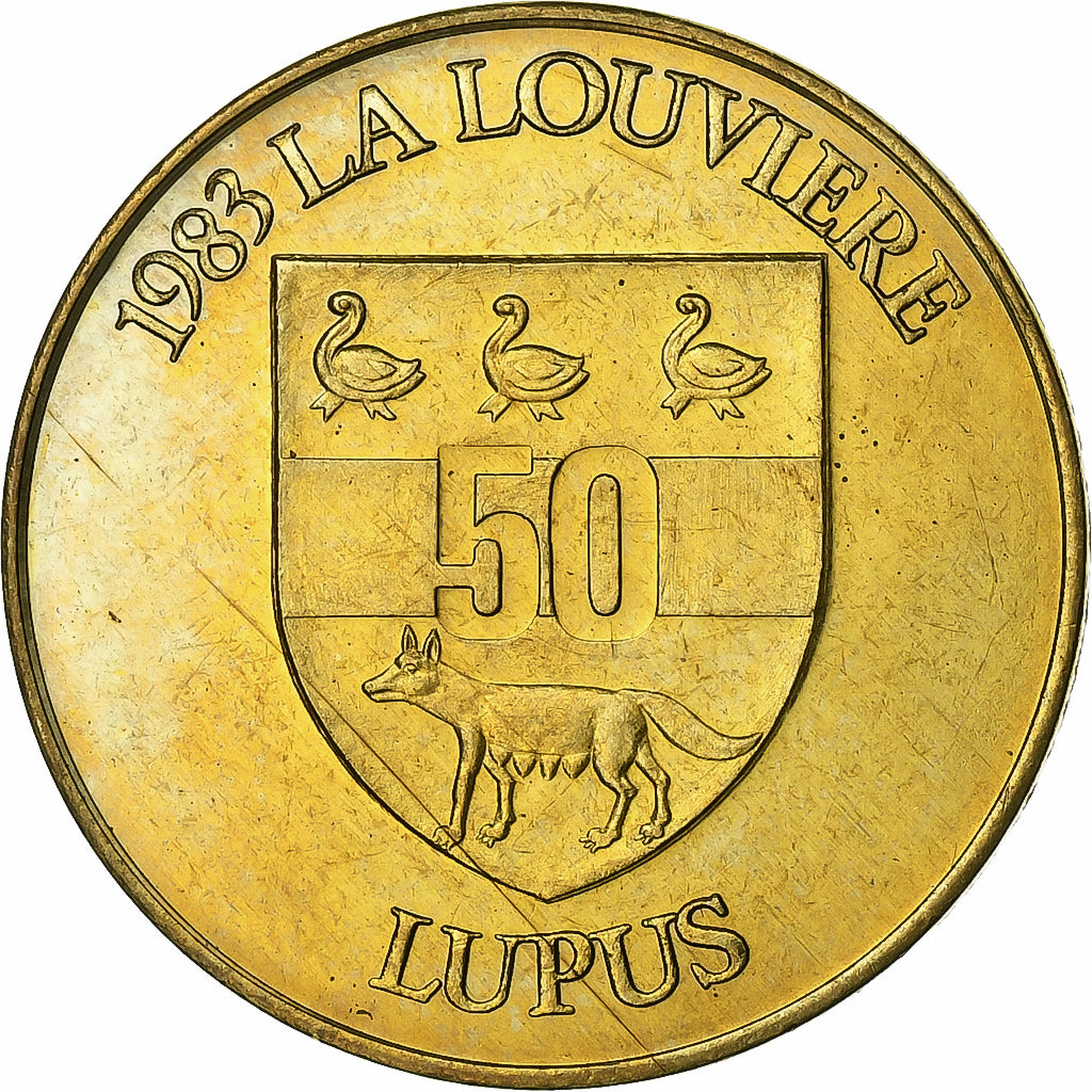 Belgique, Jeton, 50 Lupus, 1983, Brass plated steel, TTB+