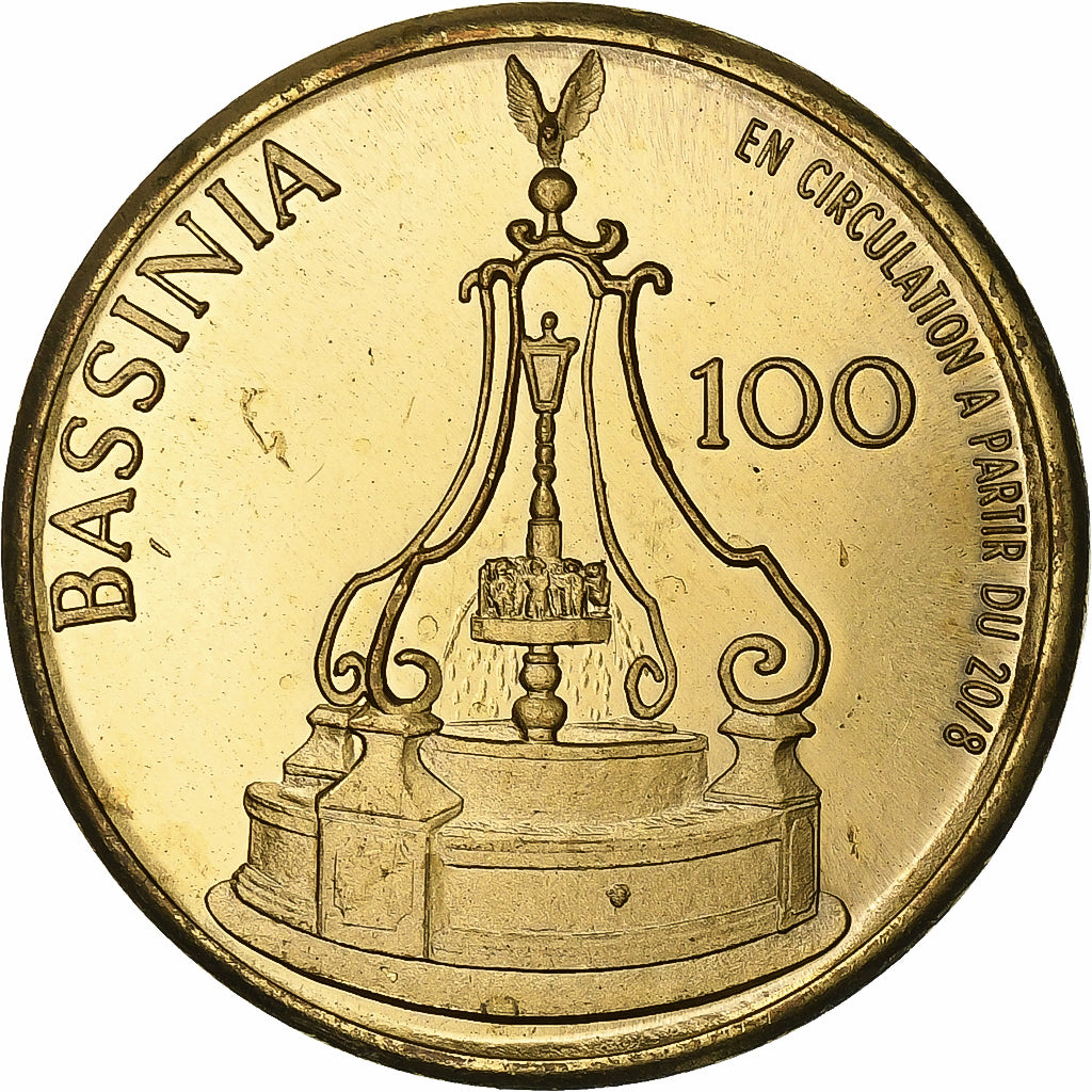 Belgia, Token, 100 Bassinia, 1982, Mosiądz platerowany stalą, AU(55-58)