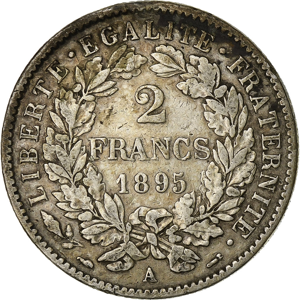 Frankrijk, 2 Francs, Cérès, 1895, Paris, Zilver, ZF, KM:817