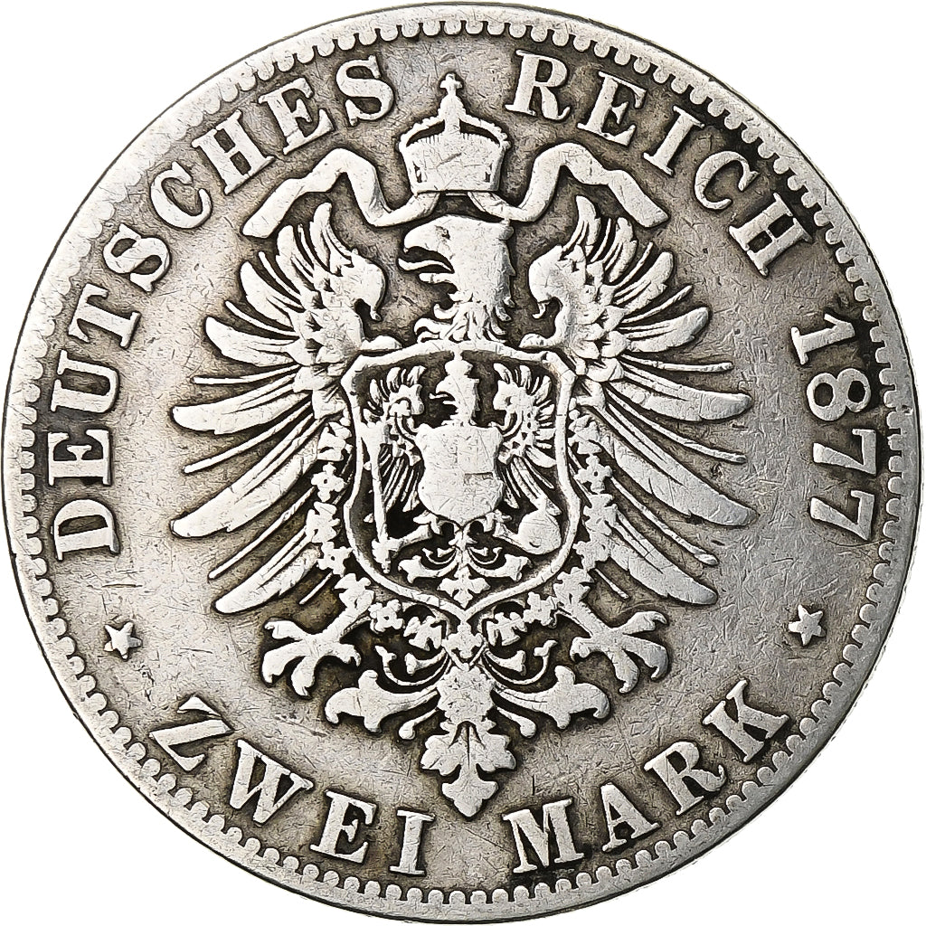 Prusse, Wilhelm I, 2 Mark, 1877, Berlin, Argent, TTB, KM:506