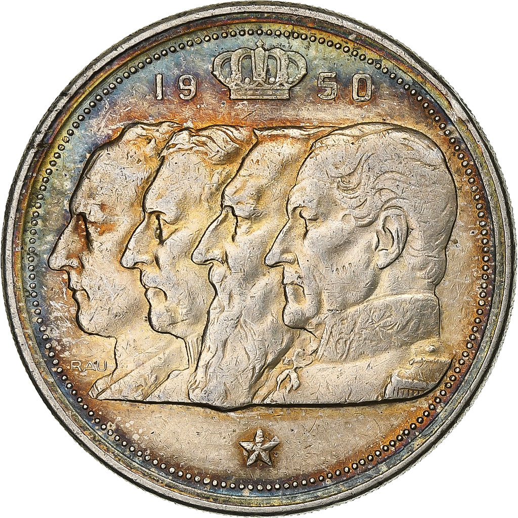 Belgia, 100 Francs, 1950, Bruxelles, Srebro, EF(40-45), KM:138