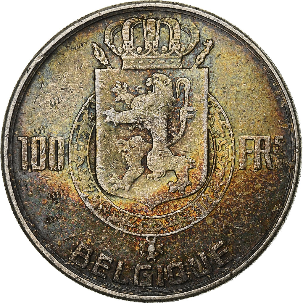 Belgia, 100 Francs, 1950, Bruxelles, Srebro, EF(40-45), KM:138