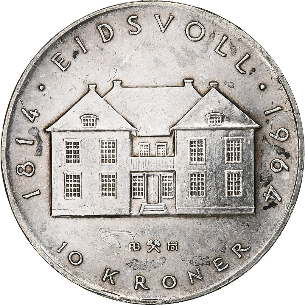 Norvège, 10 Kroner, 1964, Argent, TTB, KM:413