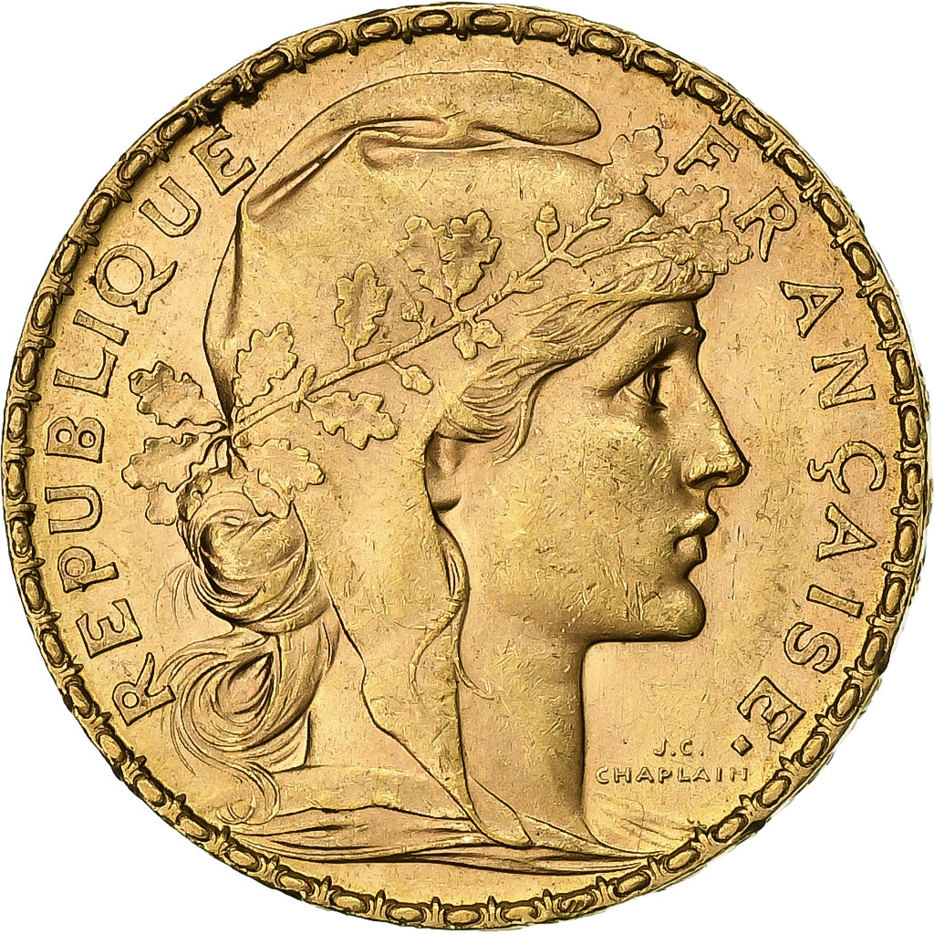 Francia, 20 Francs, Marianne Coq, 1905, Paris, Oro, MBC+, Gadoury:1064, KM:847