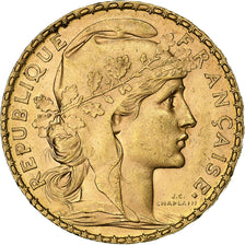 Francia, 20 Francs, Marianne Coq, 1905, Paris, Oro, MBC+, Gadoury:1064, KM:847