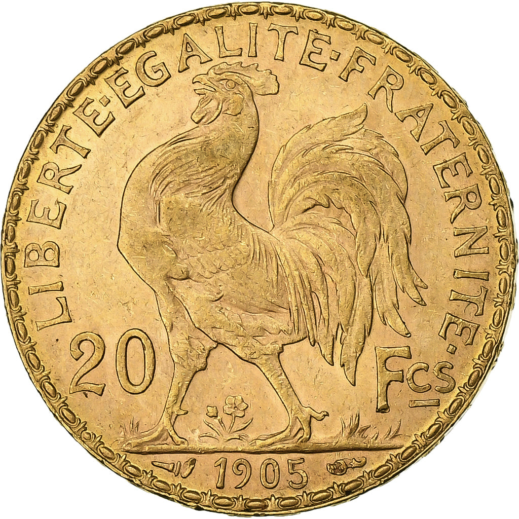Francia, 20 Francs, Marianne Coq, 1905, Paris, Oro, MBC+, Gadoury:1064, KM:847